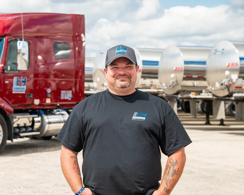 Store & Haul driver Jeremy Hanicq with his truck