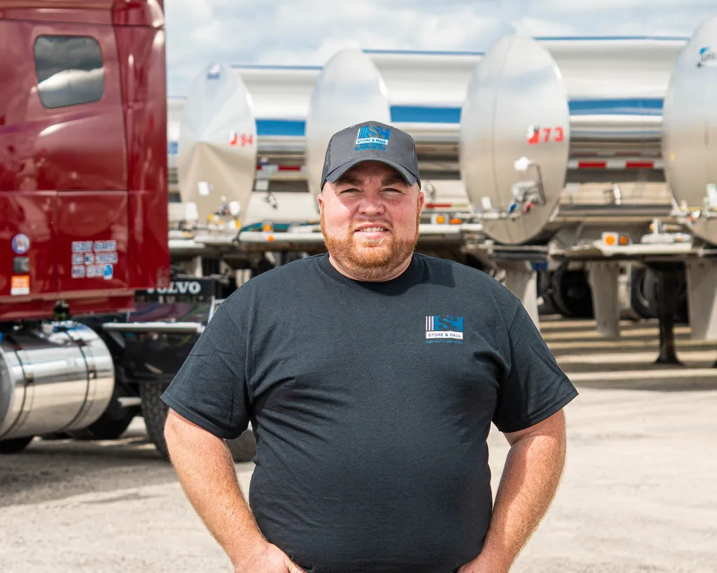 Store & Haul driver Levi Vondehuevel with his truck